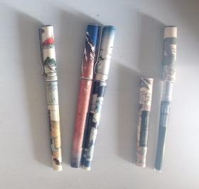 浮世绘碳素笔四个，大容量墨