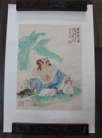 著名画家，上海书画研究院理事，宋立成，镜片《蕉林逸士图》画心（44 X 33》