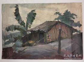 钱延康 (1913—1999)  八十年代手绘水粉画 风景