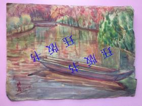 可议。。。保证是老的，画，一张，晚苹，不懂字画，不知道是不是徐晚苹老师，徐晚苹（1906～ ？），江苏嘉定人（今属于上海嘉定），原名公荷，号绿芙，后以晚苹行世，妻子是周炼霞老师。长约34厘米，宽约25.5厘米。（品相以图为准，有瑕疵）