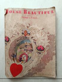 原版英文古旧书，1935年《house beautiful》八开铜版纸彩图一厚册全，太美了！二战前的美国！