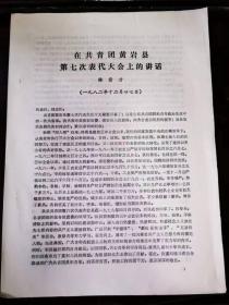 《在共青团黄岩县第七次表代大会上的讲话》林希才（一九八二年十二月二十七日）。
