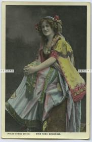清末民初欧美舞台剧女演员妮娜· 赛文英上色肖像老照片，百年前高水兵的上色技术