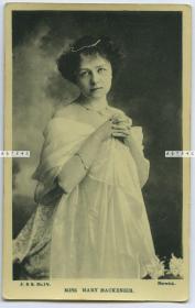 1907年欧美舞台剧女演员玛丽· 麦肯齐肖像老照片，贴邮票于1907年6月13日实寄