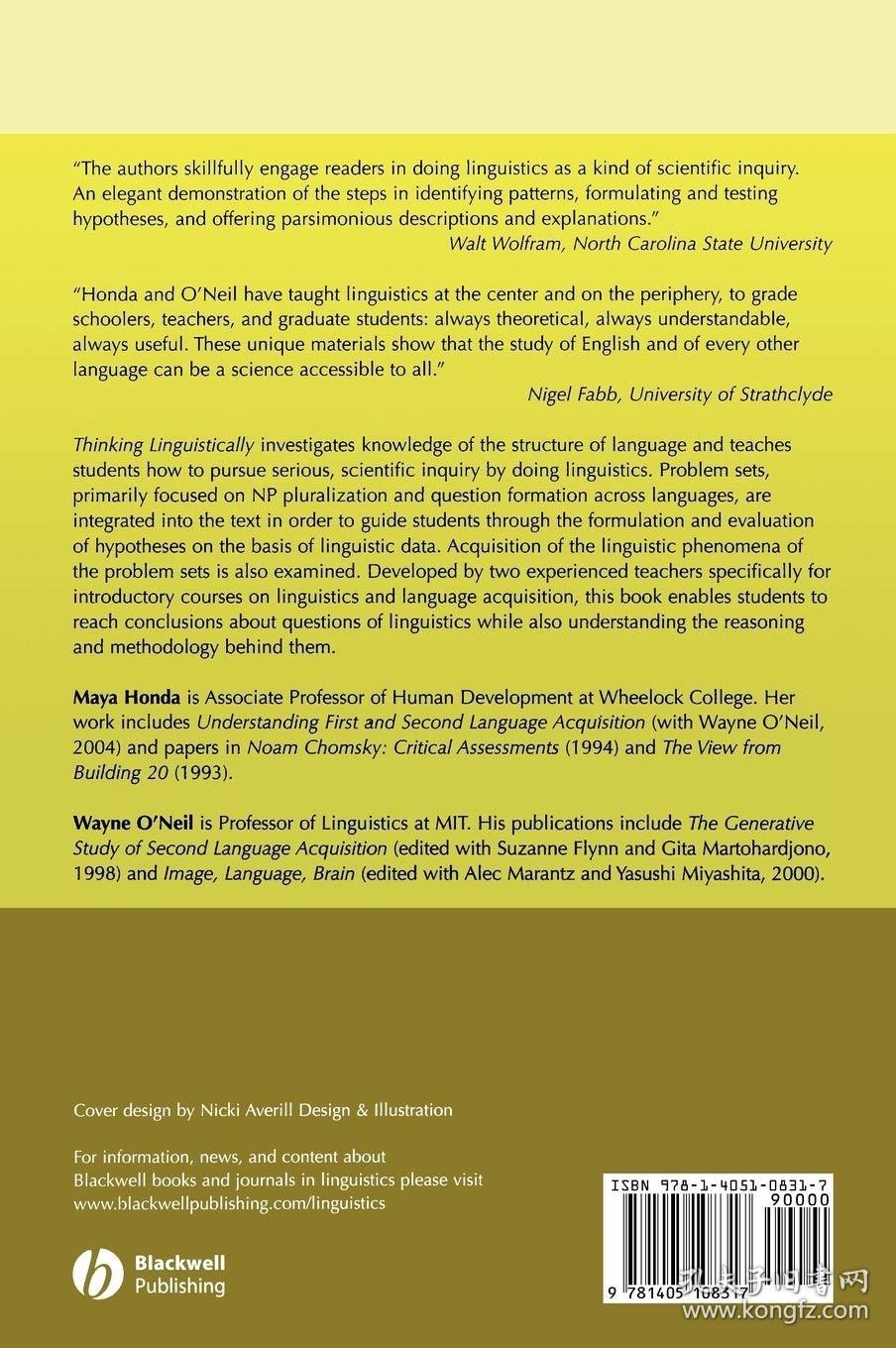 预订thinkinglinguisticallyascientificapproachtolanguage英文原版