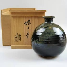 日本茶道具，备前烧名家加藤釥手作花插、花入、陶瓷器