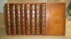 1767年 Joseph Addison THE SPECTATOR 艾迪生《旁观者全集》全小牛皮古董书 高古善本8册全 原品铜版画