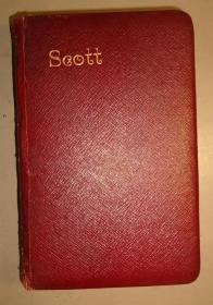 【特价】1915年 Poetical Works of Sir Walter Scott.《司各特诗歌全集》红色摩洛哥羊皮豪华装帧古董书