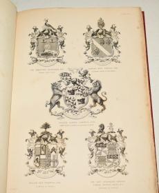 1844年 Heraldic Illustrations - Armorial Bearings 《贵胄纹章版画辑》布面超级对开本 5张巨幅蚀刻版画 商标设计师的圣经
