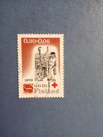 外國郵票   芬蘭郵票  1970年 紅十字（信銷票)