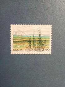 外國郵票   芬蘭郵票  風光（信銷票)