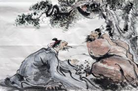 陈良敏  人物横幅（弈趣图） 手绘国画作品