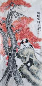 陈永康 （红运当头）花鸟四尺中堂  写意国画手绘水墨画