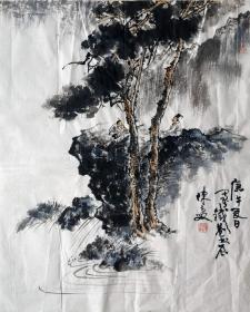 陈良敏  人物小中堂（高山流水） 手绘国画作品