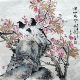陈永康 花鸟斗方  写意国画手绘水墨画