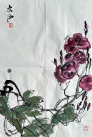 秦海 花鸟小中堂（虫趣） 手绘国画作品
