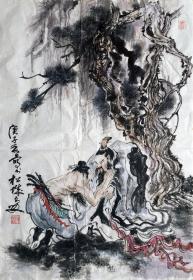 陈良敏  人物小中堂（将相和） 手绘国画作品