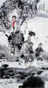 陈钰铭  人物中堂（小河水） 手绘国画作品