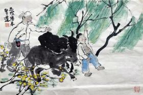方贤道   人物横幅（阳春） 手绘国画作品