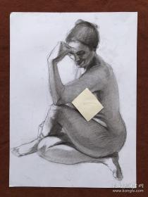 铅笔素描画 中年美女 四开大