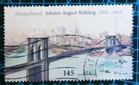 德国邮票------纽约布鲁克林大桥 建筑师罗布尔诞辰200年（信销票）