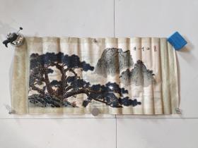 七十年代左右 老绒画 黄山云海 中国杭州制 87x40cm 横幅 装框后非常漂亮，可以作装饰品 民俗文化收藏