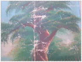 漂亮的手绘山水帆船纹旧油画