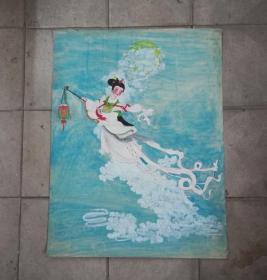 嫦娥奔月*漂亮的七十年代手绘大幅水彩画