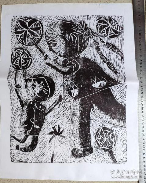 00年代书刊图片类------2000年代,黑白色木版画原作