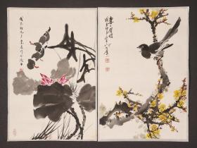 山东济南画家两幅《〈范芸安 王永平〉花鸟画  》范芸安，王永平。画心68 x 45