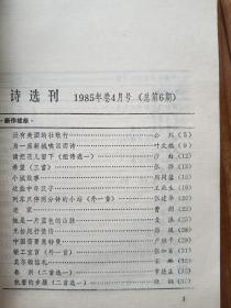 诗选刊   1985年1、2、3、4—6、7、8、9、10—12；全年12期合售 【稀缺】