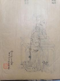 爱葵堂画列女图著名海上女子画派篆香阁主吴青霞白描作品册页