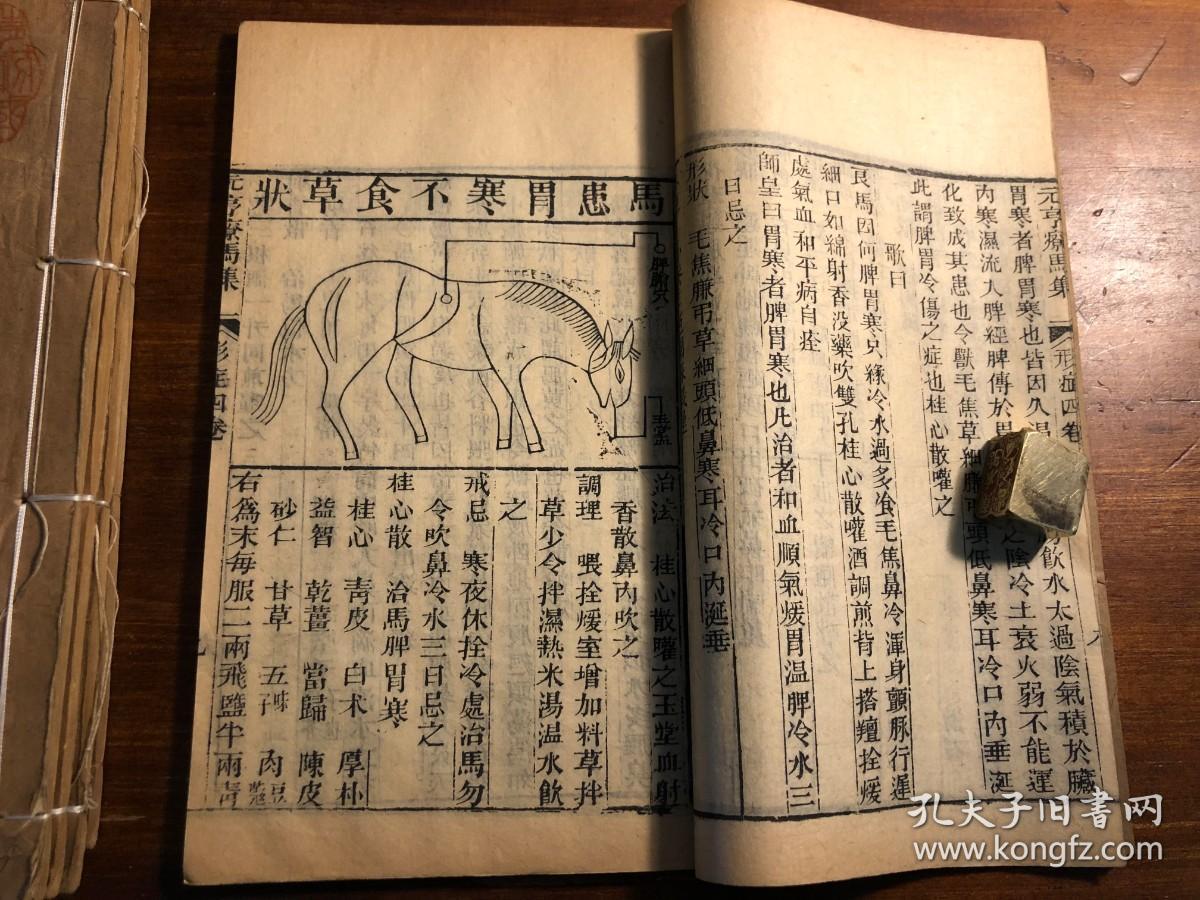 动物牲畜兽医中医药古医书中药书清代精刻元亨疗马集一函八册全元亨疗