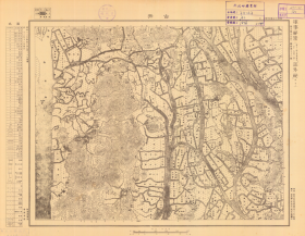 民國十九年（1930年）《新會縣古井》（原圖高清復制），（民國廣東江門新會老地圖），全圖范圍四至，請看圖片。請看文樓山。民國日軍軍用圖，參謀本部陸地測量總局測繪，全圖年代準確，五萬分之一比例尺，村莊、道路、山體等高線、河流等繪制詳細。此圖種非常稀少。新會地理地名歷史變遷重要史料。裱框后，風貌佳。