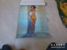 1994年美女泳装塑纸挂历 画 [春] 13张 [上部和月历剪掉]楼下铁架外