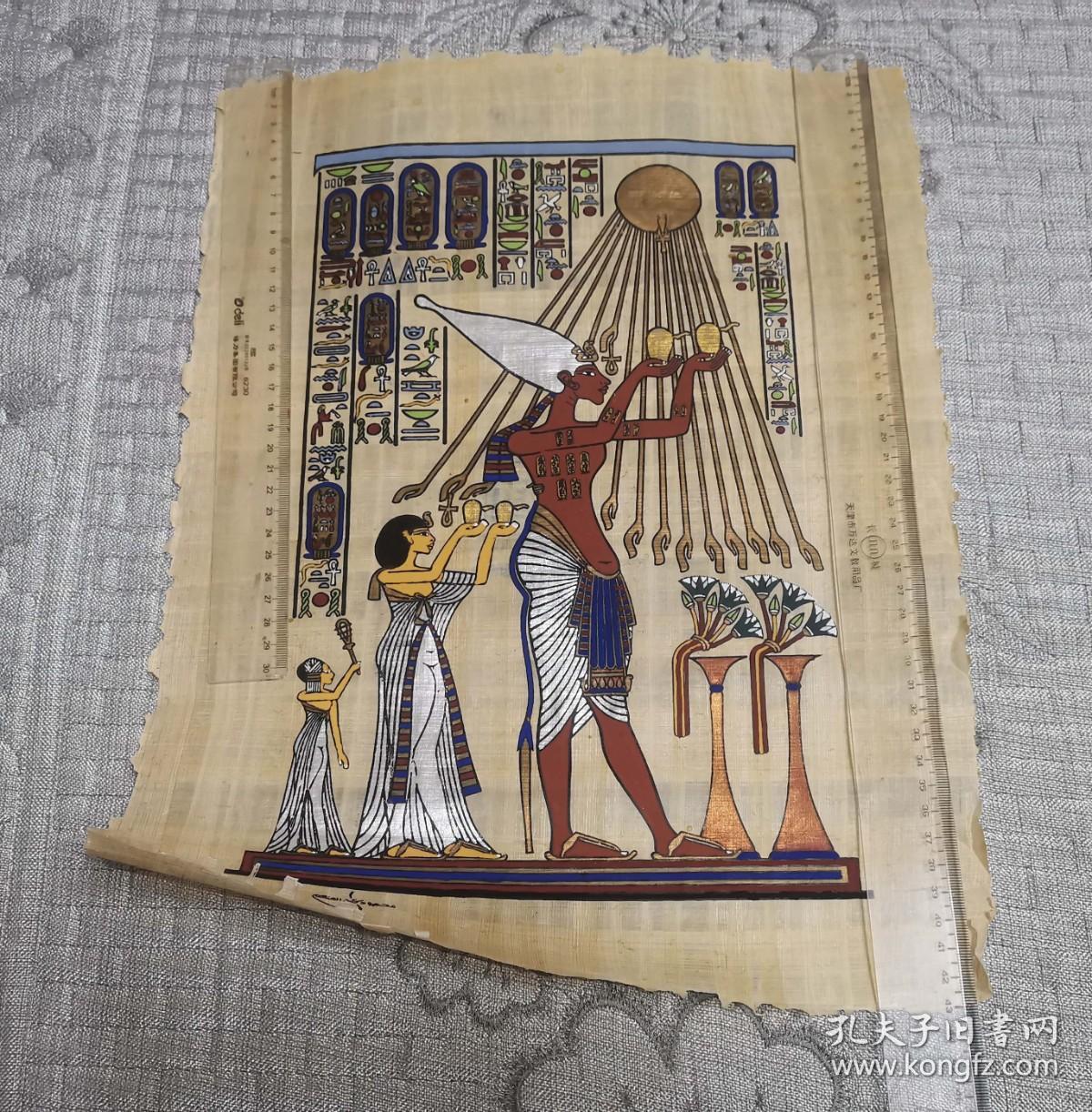 埃及莎草纸画二纸莎草纸画是埃及文化瑰宝的世界上最早的纸画