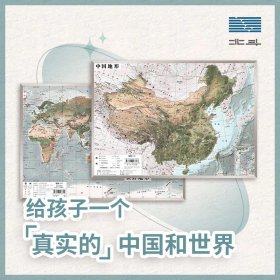 【原版闪电发货】共2张中国和世界地形图 3d立体凹凸地图挂图 36*25.5cm遥感卫星影像图三维浮雕地理地势地貌 初高中学生教学家用墙贴