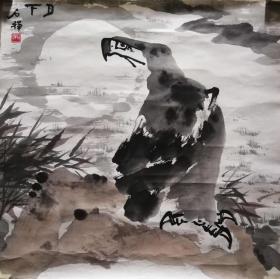 著名画家石禅老师国画《鹰》托片一幅（保真）