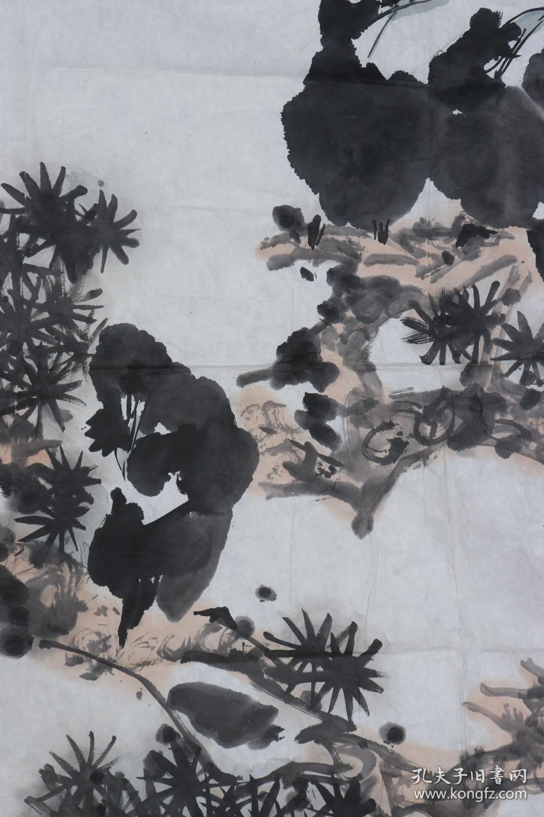 同一来源周觉旧藏著名画家中央美院中国画系教授赵宁安作松树八哥国画