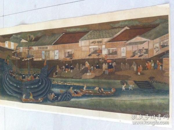 日本回购古美术；名家浮世绘画，古艺术 硬纸78.8cmx38.5cm