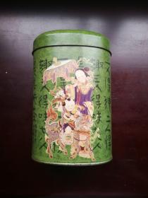 茶葉罐收藏：臺灣產神趣味扁茶橢圓形茶葉罐