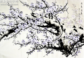 N120：中国美协会员、山东画院高级画师，孙玉泉花鸟作品《紫气东来梅花图》一幅