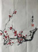 N0127：中国美协理事、山东省美协名誉主席、山东画院院长，于希宁花鸟作品《梅》一幅