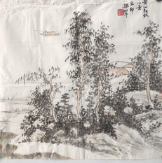 N085：中国美协会员、中央美术学院国画系教授，梁树年国画作品《黄山初秋小景》一幅