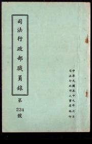 S司法行政部人事处1970.03编印《司法行政部职员录》，32开（13X19厘米）33页，共4司4处4室、顾问、部次长、部外委员总计196人，分列职别、姓名、别号、籍贯、住址、办公室电话、住宅电话、备考等8项。