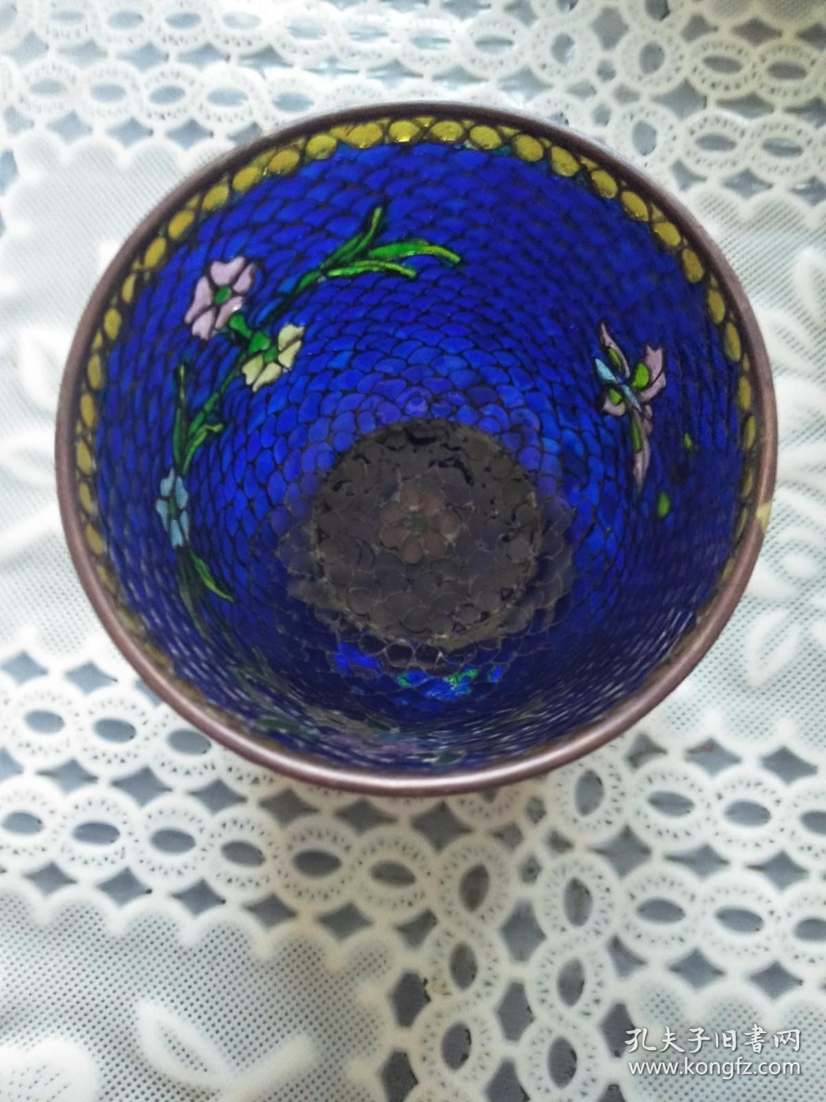 清代.掐丝花卉琉璃杯