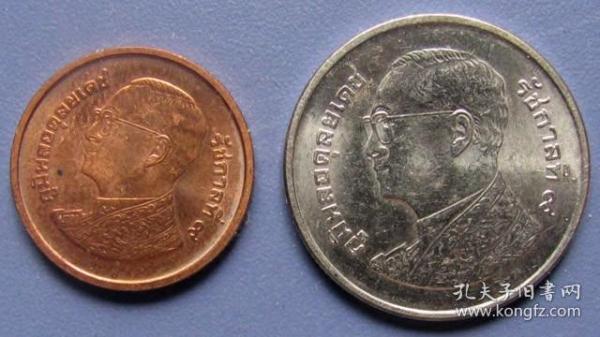 泰国硬币25分泰铢和1泰铢二枚，外国早期钱币！外国硬币！照片反光，实物更美，保真，