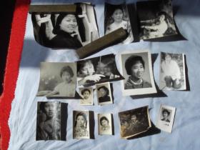 上海美女老照片：14张合售，其中4张背面有字，1，摄于1969.11夜大，子树；2，宋璇赠，1957.1；3，徐珏萍；4，打印红字码，79.10。（卫116）