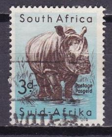 邮票，老邮票，南非邮票 南非犀牛邮票，珍惜动物邮票，1954 野生动物 犀牛 1枚 信销，少见！正品保真，非常稀有难得，意义深远，可谓古邮票收藏的珍品，孤品，神品