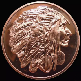 古钱币，老钱币，美国1盎司铜章“印第安人”，雄浑大气，极为少见！，正品保真，非常稀有难得，意义深远，可谓古钱币收藏的珍品，孤品，神品